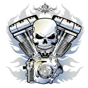 Skull tats tattoo harley. Engine clipart v twin