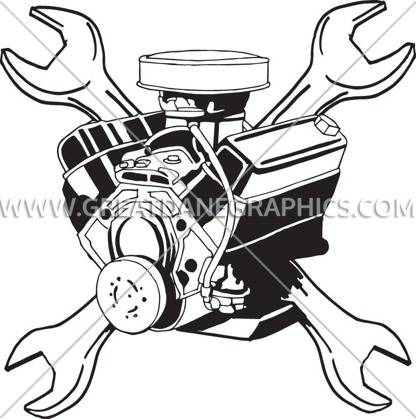 Block wrenches production ready. Engine clipart wrench