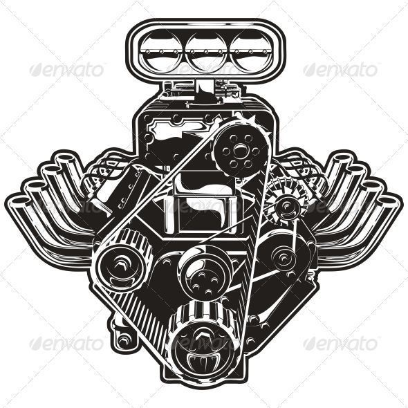 Engine clipart wrench. Vector cartoon turbo graphicriver