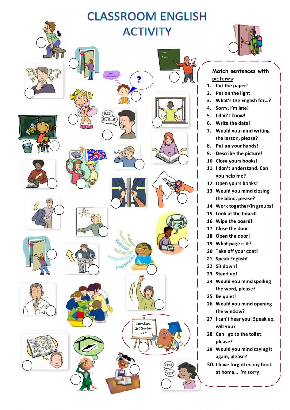Classroom interactive worksheet . Language clipart english activity