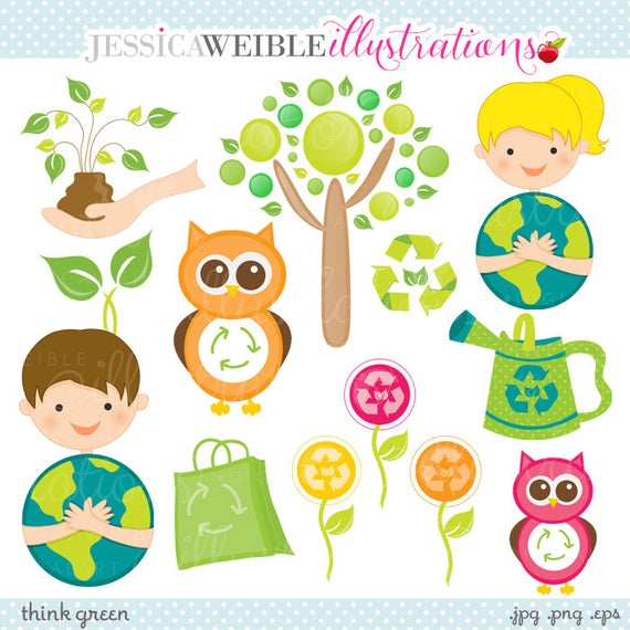 Environment clipart cute. Think green digital commercial