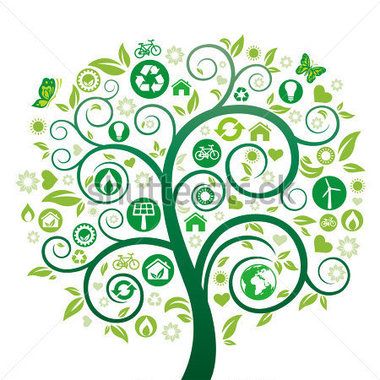 Environment clipart vector. Green icon set stock