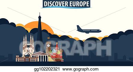 Vector explore travel and. Europe clipart banner