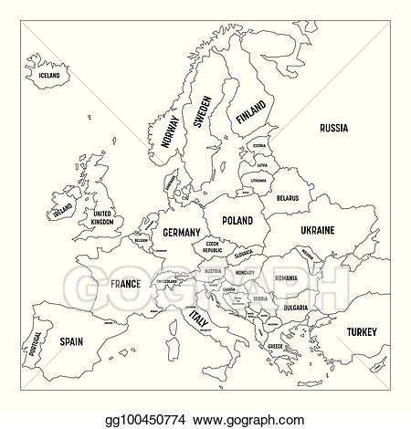 Europe clipart black and white. Vector stock outline map