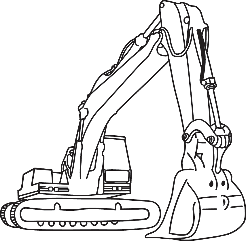 excavator clipart black and white