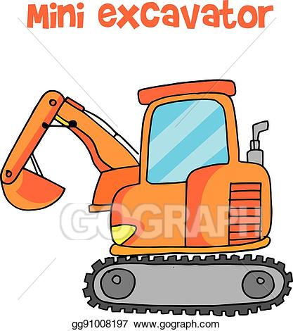 Excavator clipart orange. Vector art collection of