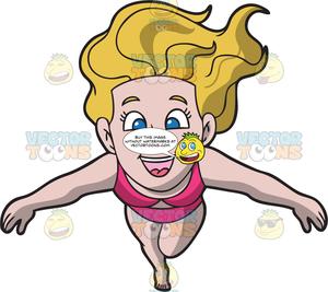 Excited clipart delight. A happy swimming woman