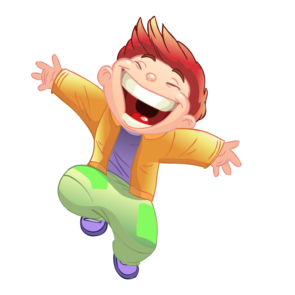Animation illustration painted children. Excited clipart excited child