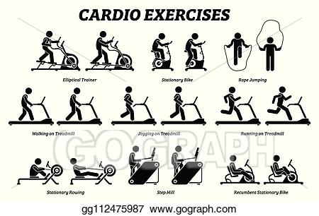 Exercising clipart cardiovascular exercise. Vector stock cardio exercises