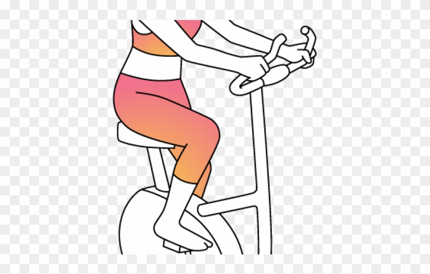 Exercise bike girl person. Exercising clipart drawing