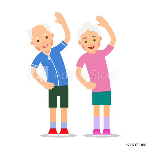 People old couple and. Exercising clipart elderly