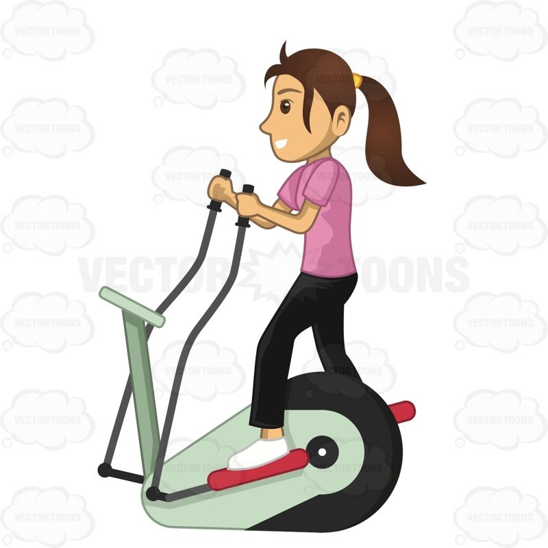 Woman on an elliptical. Movement clipart gym activity