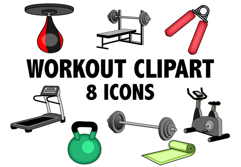Workout gym and exercise. Fitness clipart physical training