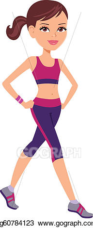 Exercising clipart fit person. Vector illustration active woman