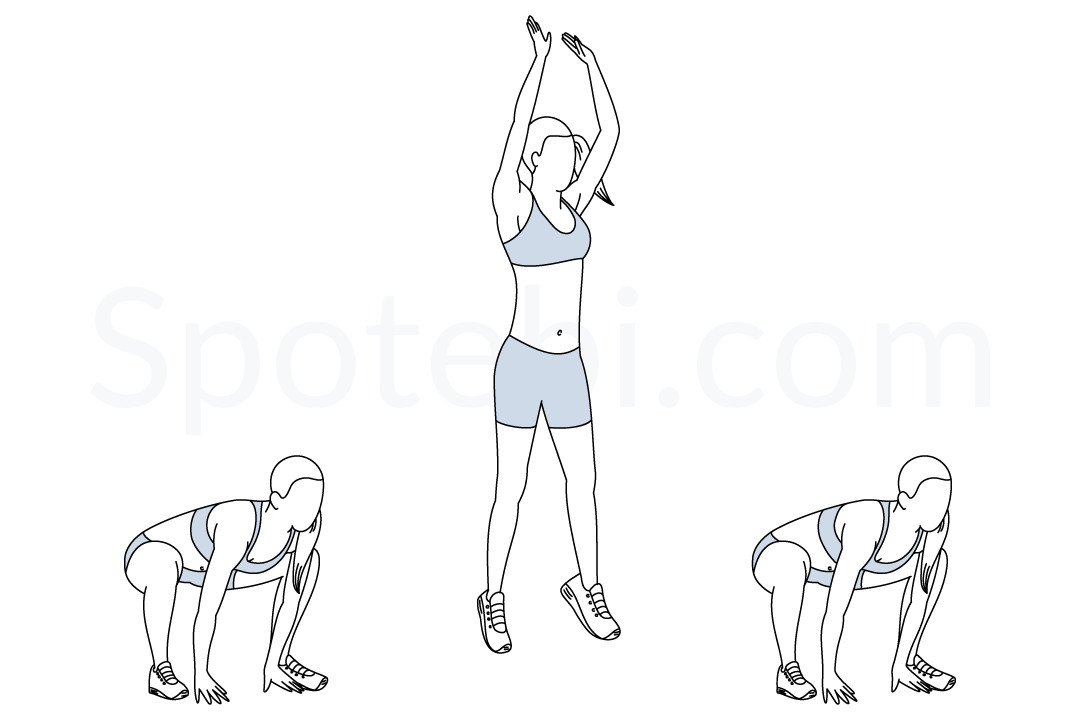 Frog jumps illustrated guide. Exercising clipart proper exercise