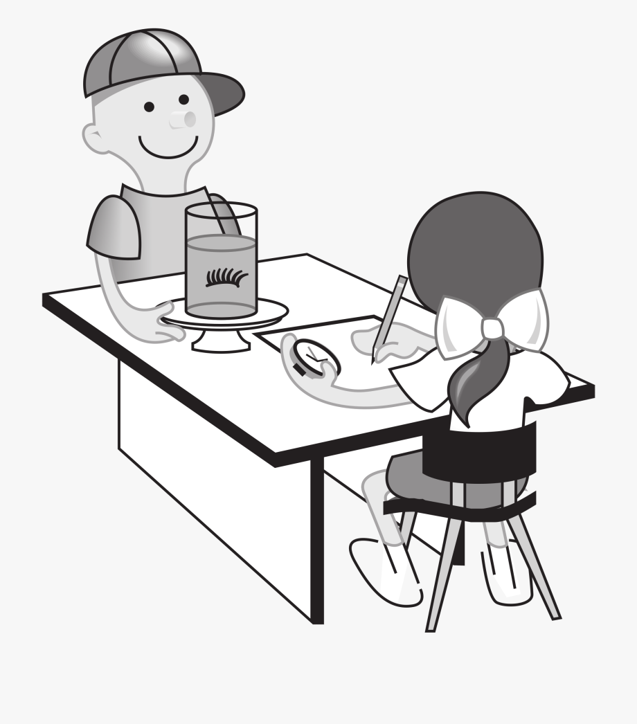 Experiment clipart desk. Kids at table doing