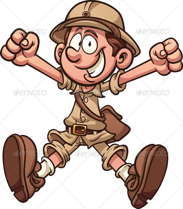 Explorer clipart safari clothes. Cartoon upstairs in illustration