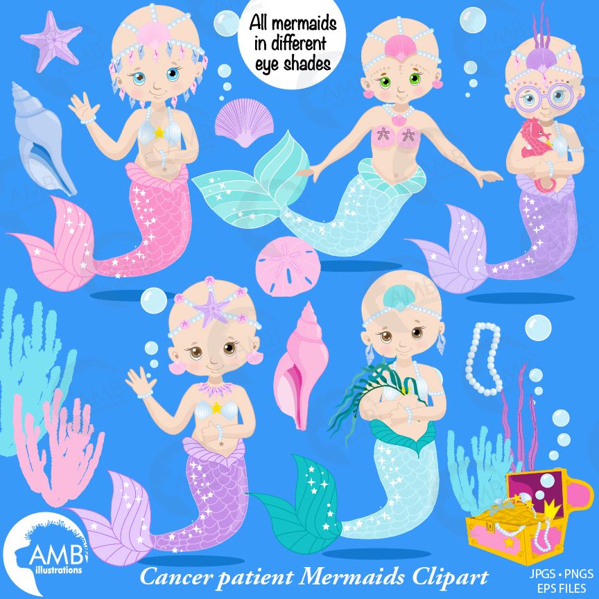 Eye clipart mermaid. Bald cancer patient with