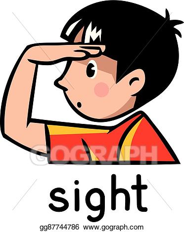Vector stock sense icon. Eyeball clipart sight senses