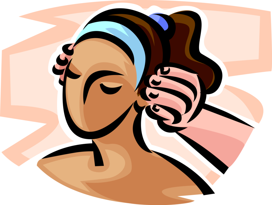 Masseuse promotes relaxation and. Massage clipart head massage