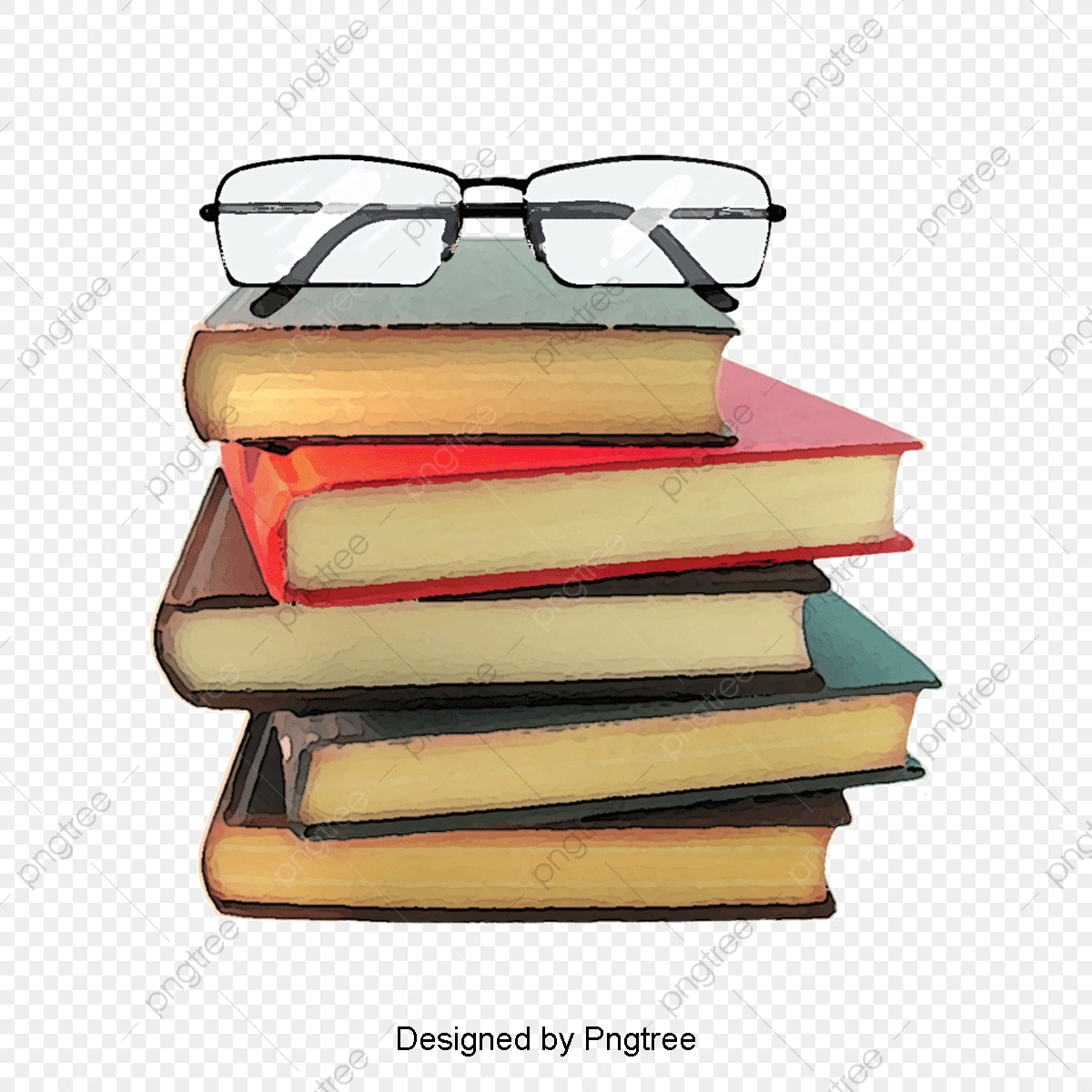 Glasses on a pile. Eyeglasses clipart book