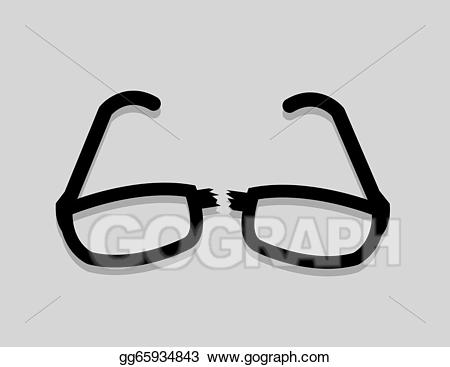 Vector illustration glasses broken. Eyeglasses clipart cracked