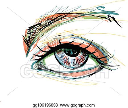 Eyelash clipart beautiful eye. Vector stock with long