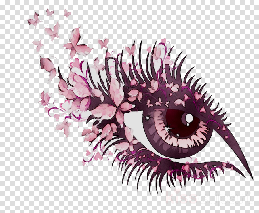 Eyelash clipart embroidered. Eye cartoon pink transparent