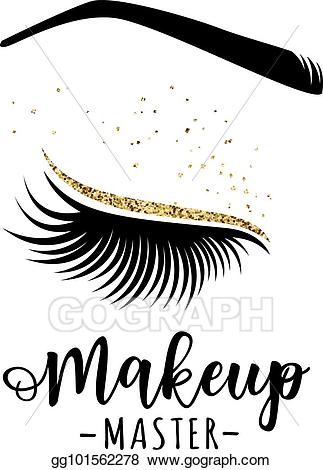 Vector master logo illustration. Eyelash clipart makeup artist