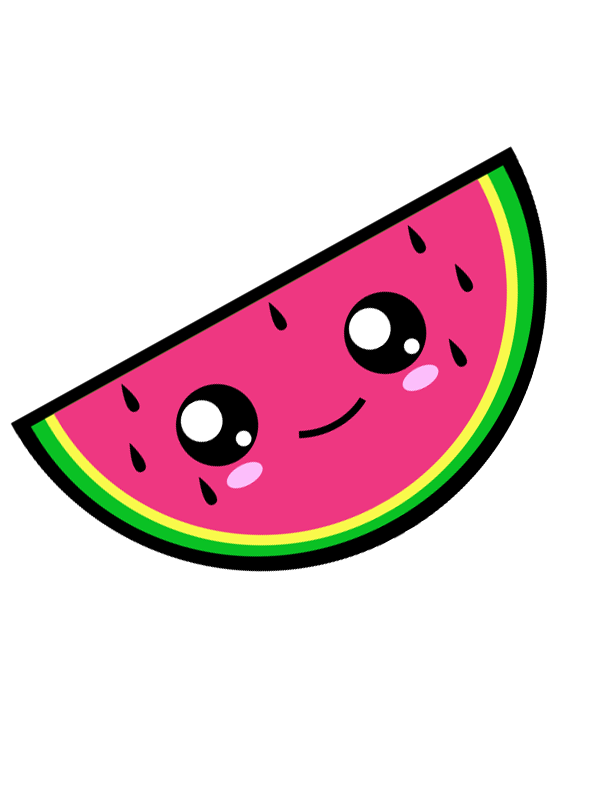 Kawaii watermelon vector illustration. Yogurt clipart drawn