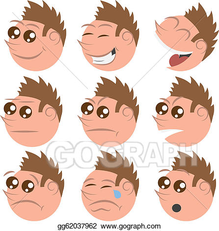 Vector art expressions drawing. Faces clipart round face