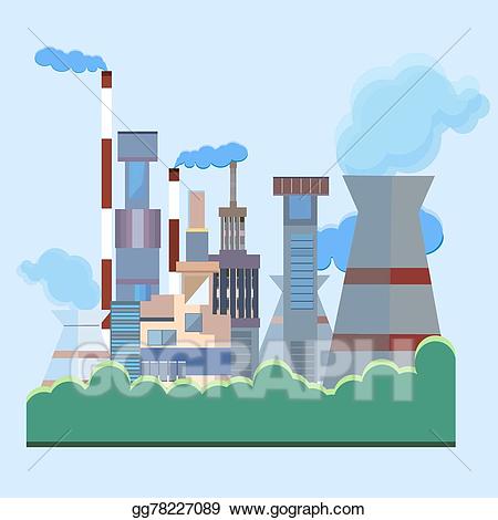 Vector stock architectural building. Factory clipart factory chimney