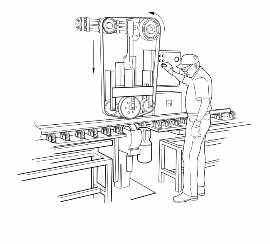 Factories clipart factory worker. Cutaway drawing black and
