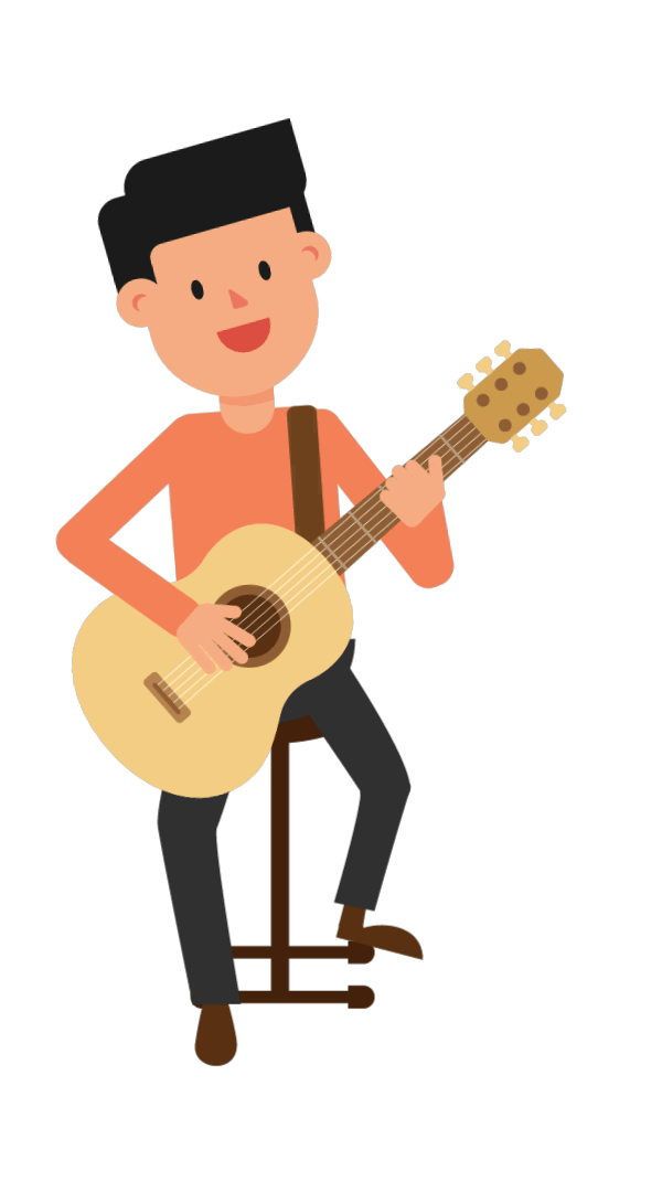 Man playing guitar sitting. Whip clipart animation