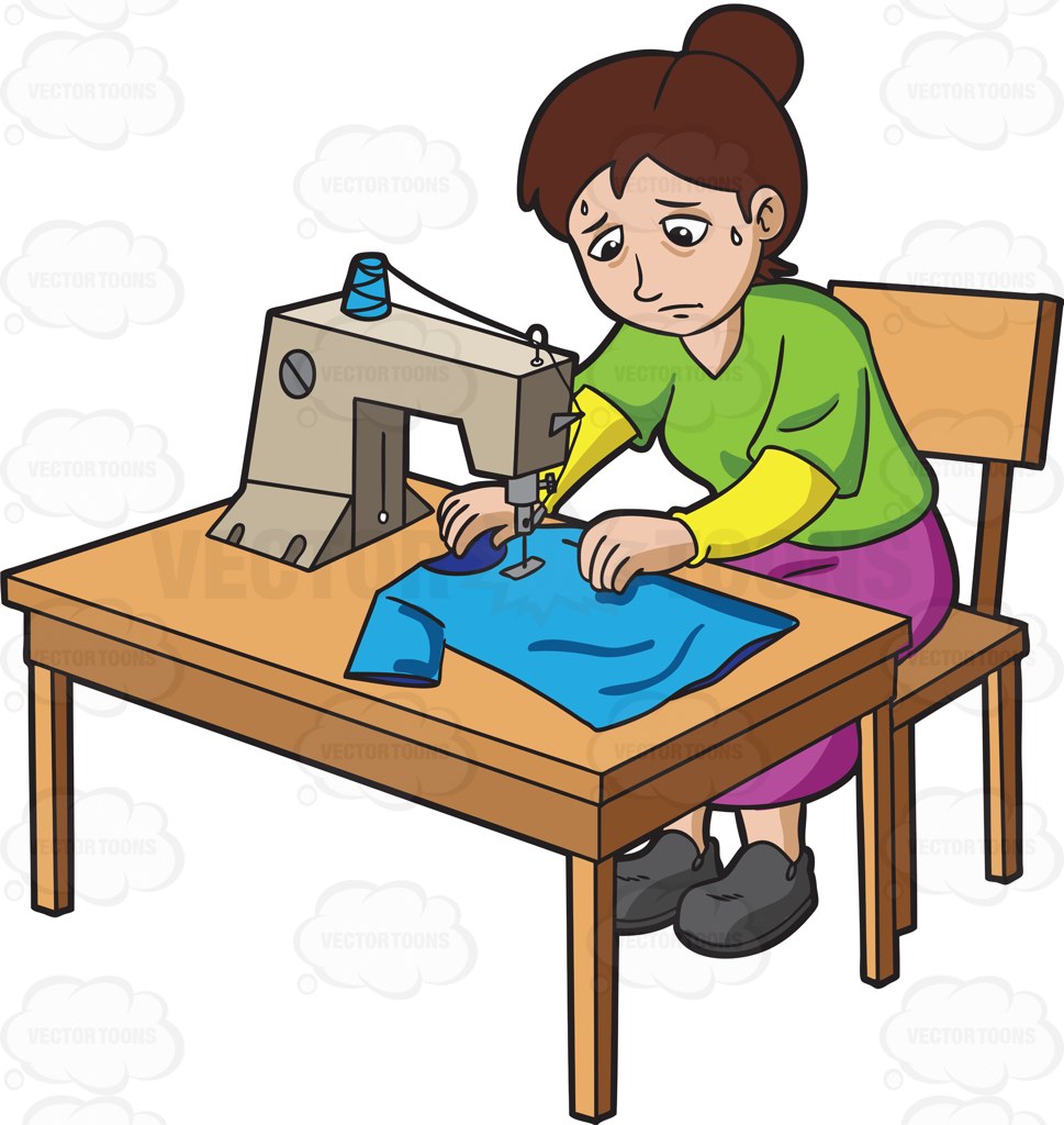 Factory clipart factory employee. A working sewing shirt