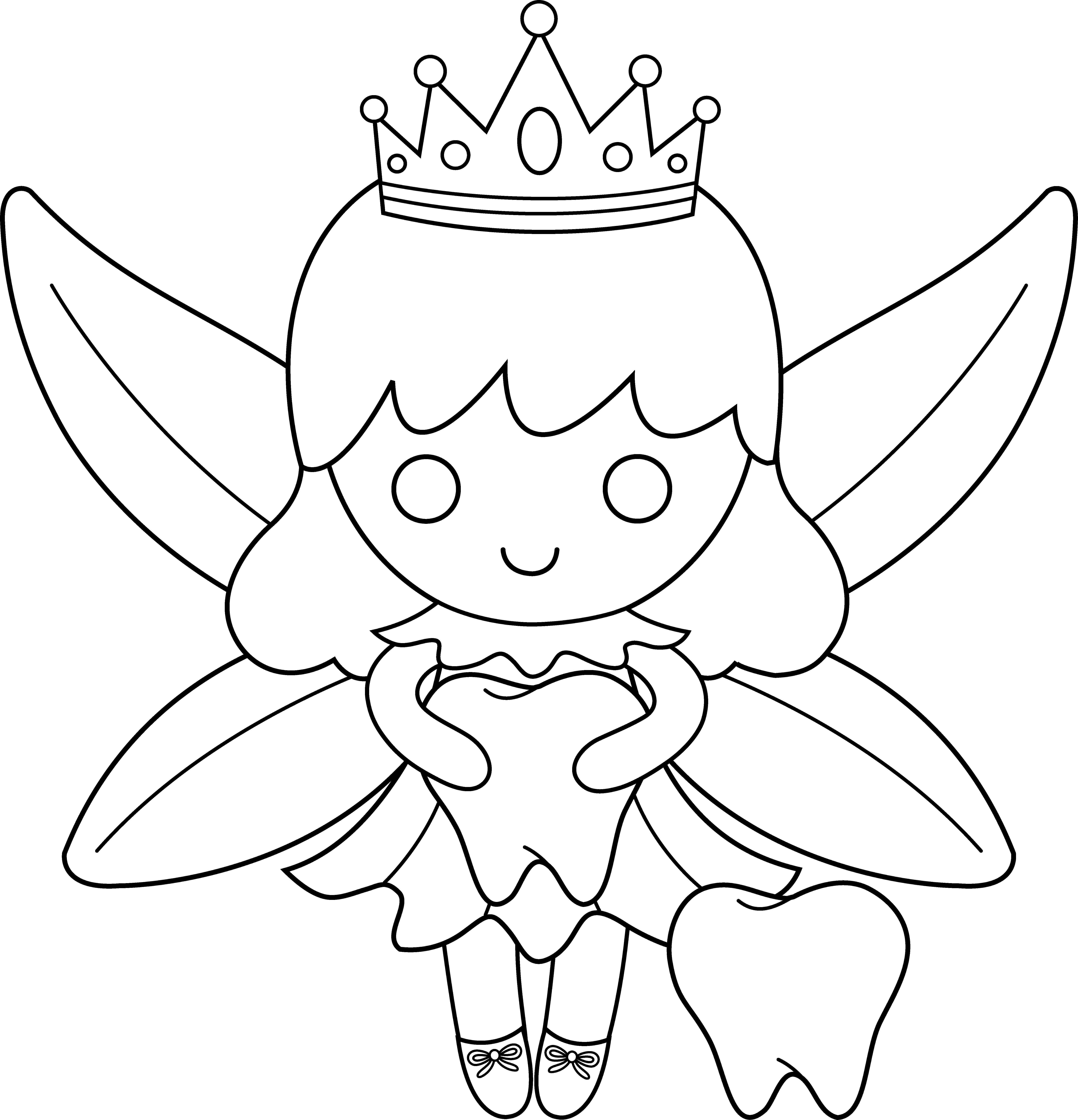Fairy clipart outline. Cute colorable tooth free