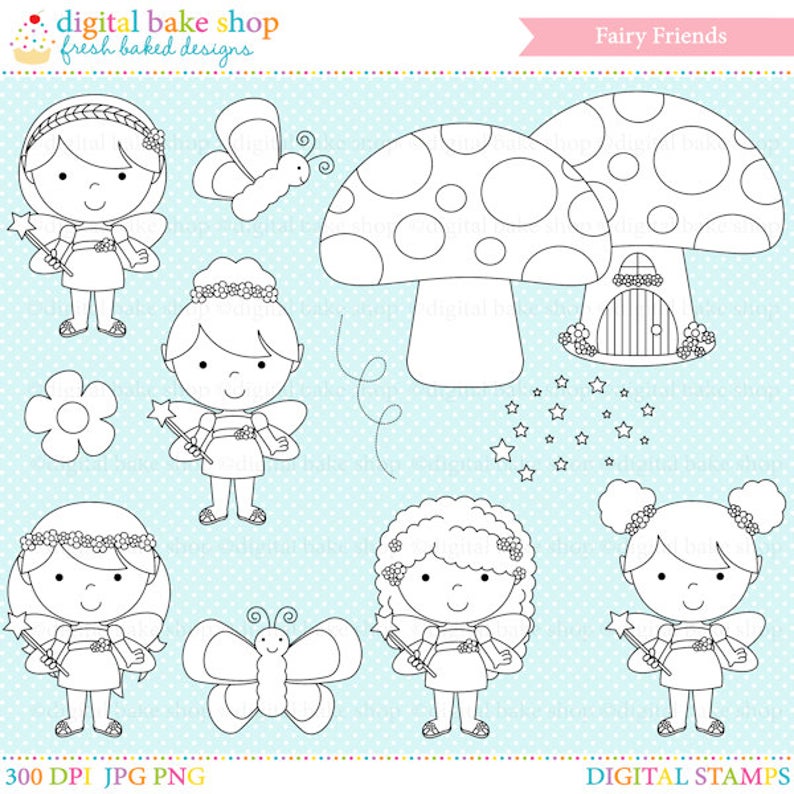Fairy clipart face. Digital stamps fairies clip