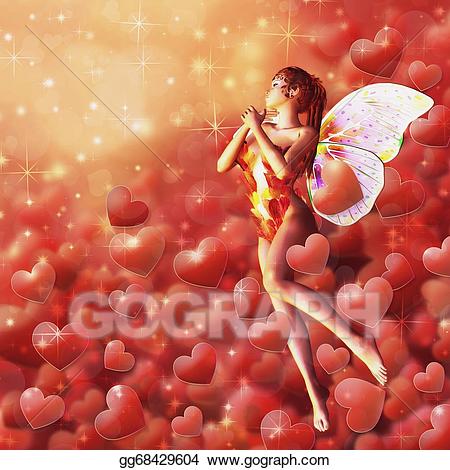 Fairy clipart valentine. Stock illustration background with