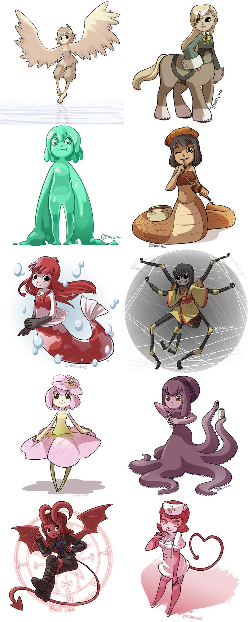 Monster girls by cubewatermelon. Fairytale clipart mythological creature
