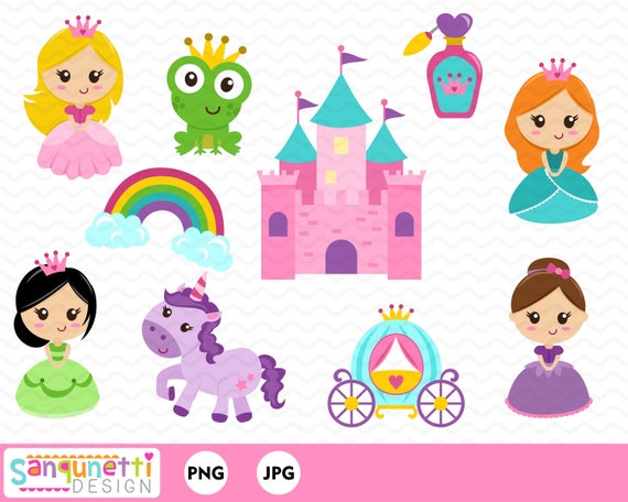 Fairytale clipart unicorn. Princess castle and digital