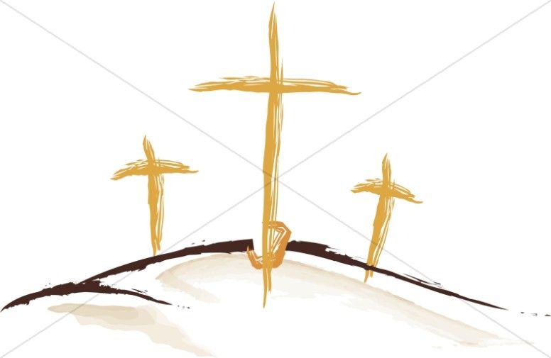 Faith clipart three cross. Gold sketched crosses easter
