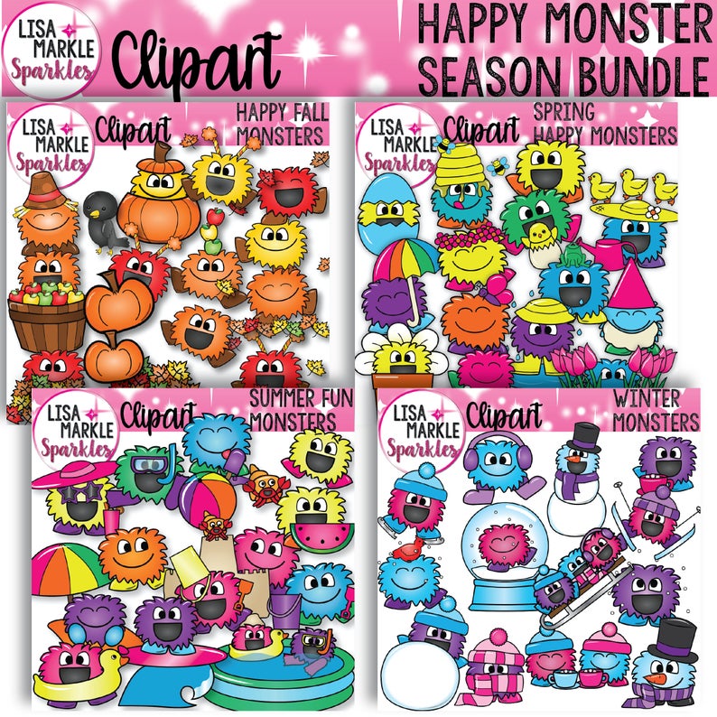 Fall clipart spring. Season winter summer monster
