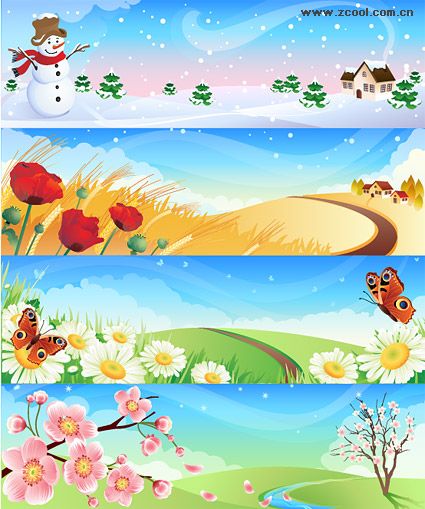 Winter summer clip art. Fall clipart spring
