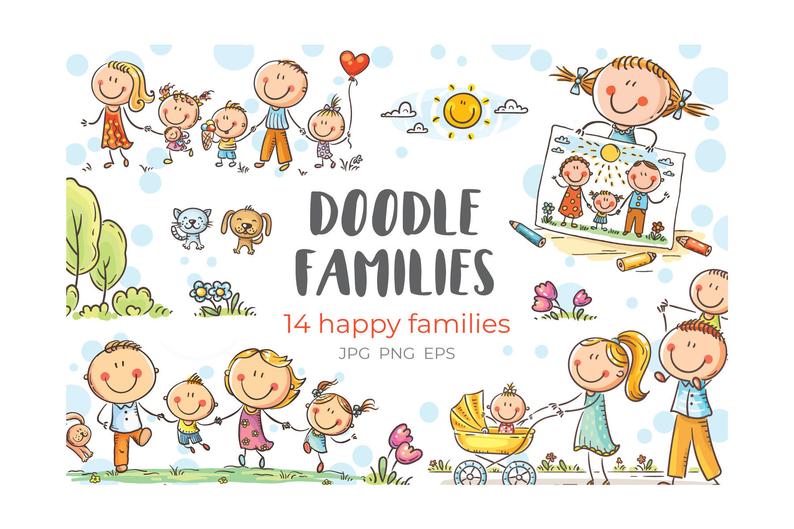 families clipart doodle