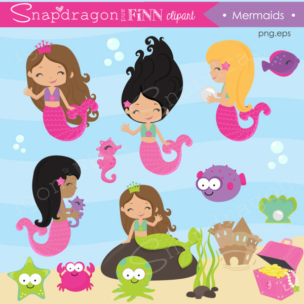 mermaid clipart family