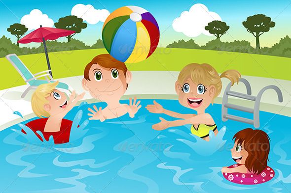 families clipart swimming pool
