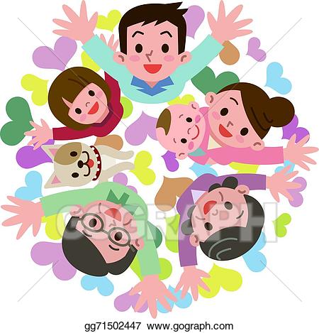 Art happy drawing gg. Family clipart vector