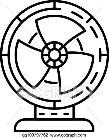 Vector icon outline style. Fan clipart air fan