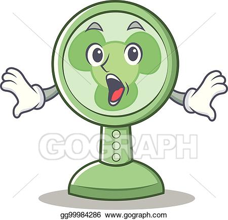 Fan clipart cartoon. Vector illustration surprised character