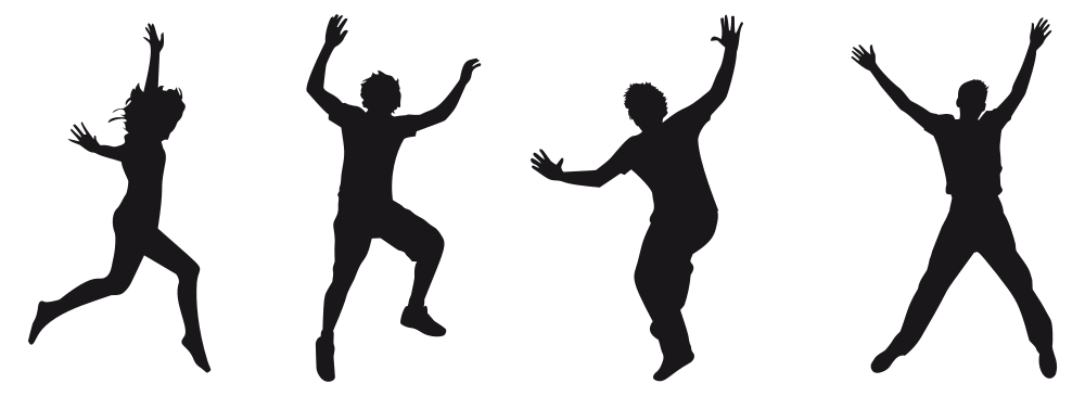 Jumping clipart happy man. Cheering silhouette at getdrawings